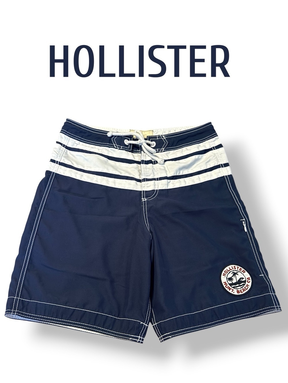 🌺Hollister Navy and White Athletic Swim Shorts